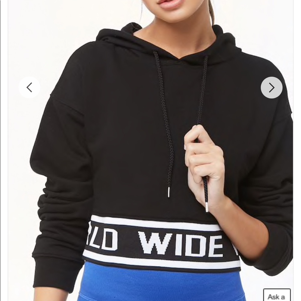 Forever 21 black cropped hoodie sweatshirt world